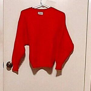 Benellon Womans Pullover Red Sweater Sz S Long Sleeve Made in Italy  1 flaw